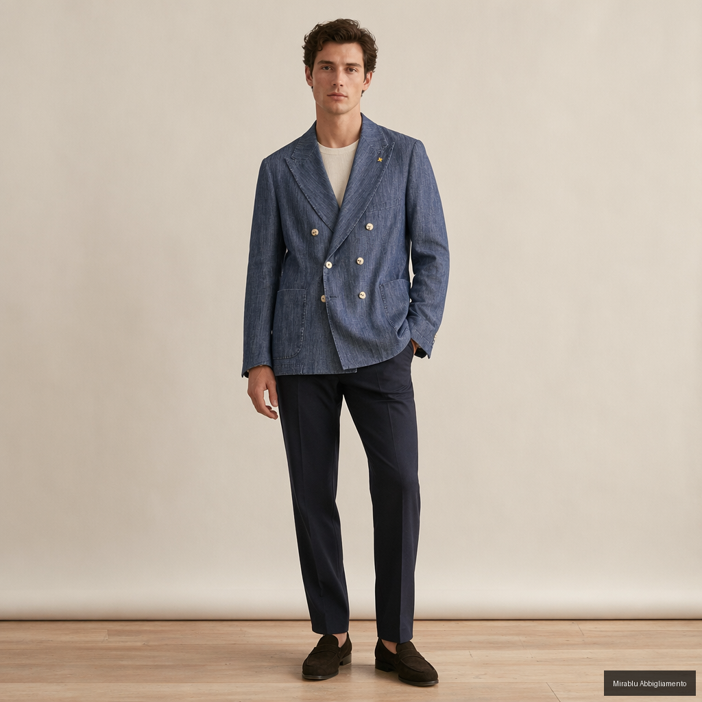 ALESSANDRO GILLES GIACCA DOPPIOPETTO 6 BOTTONI GD40P86243AGPE26 COL.DENIM - P/E 26 - AI 1